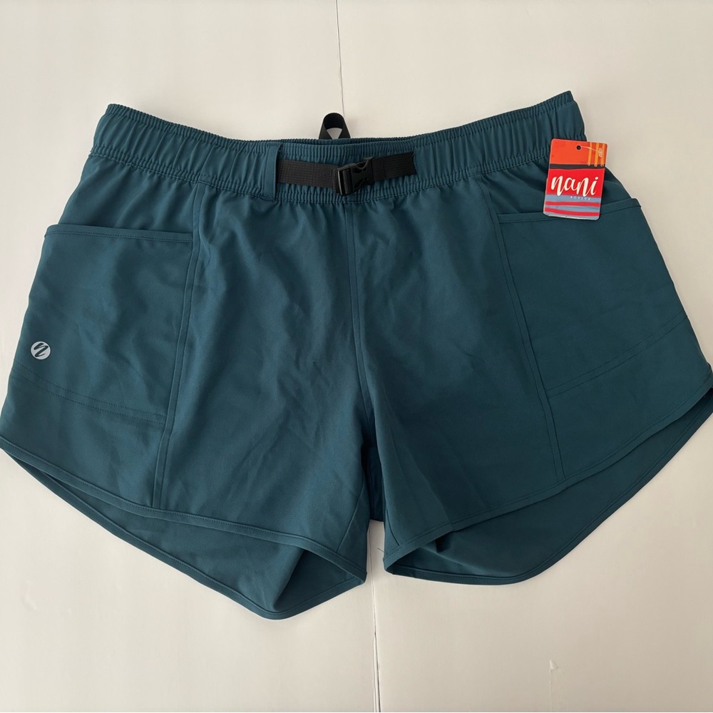 Women’s Teal Elastic-Waist Athletic Shorts